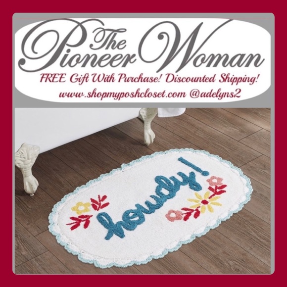 The Pioneer Woman Other - 🌺 New Pioneer Woman Floral Howdy Arctic White Cotton Oval Bath Rug